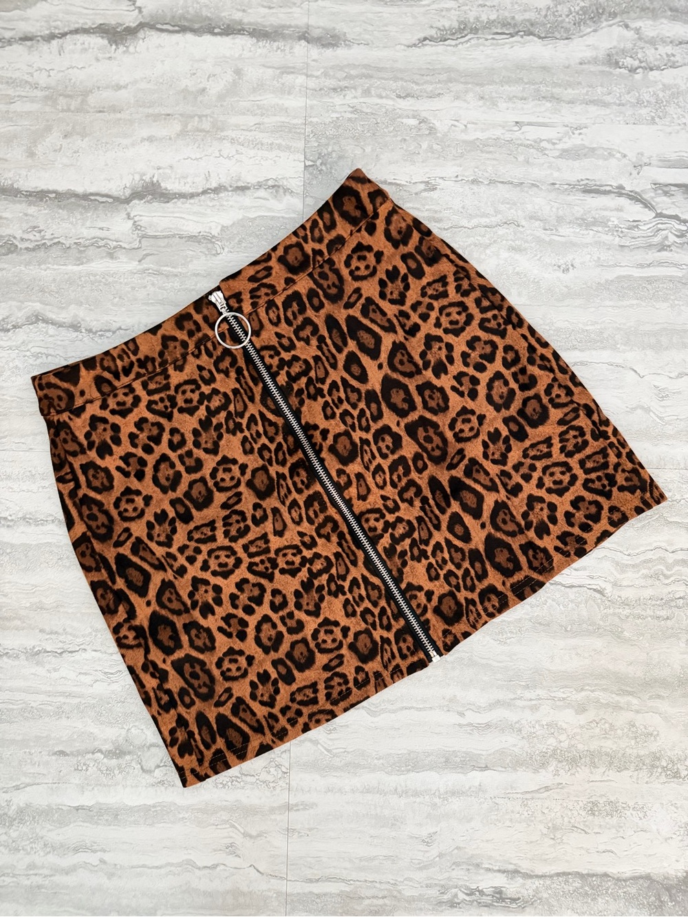 Zip Up Leopard Mini Skirt